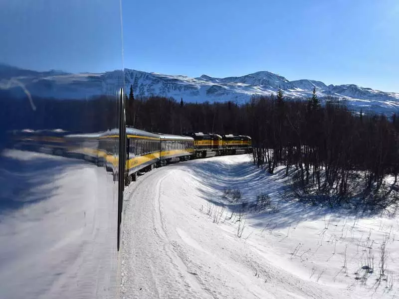 Alaska Aurora Train with Lodge at Black Rapids