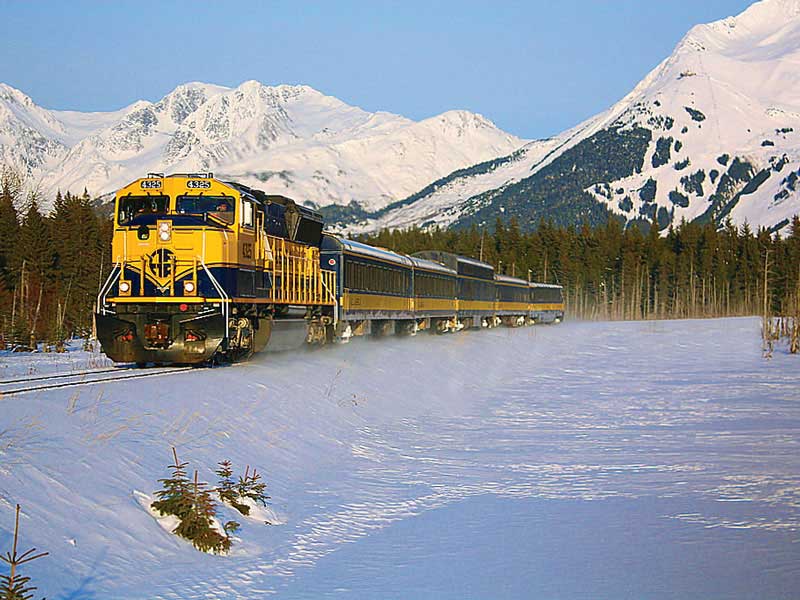 Alaska Aurora Train with Lodge at Black Rapids