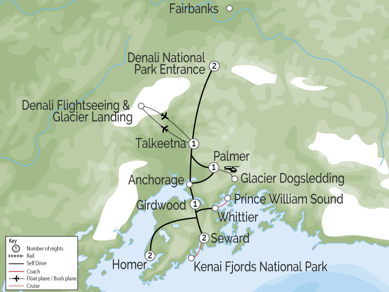 Alaska Road Trip | Glaciers Fjords & Denali  map