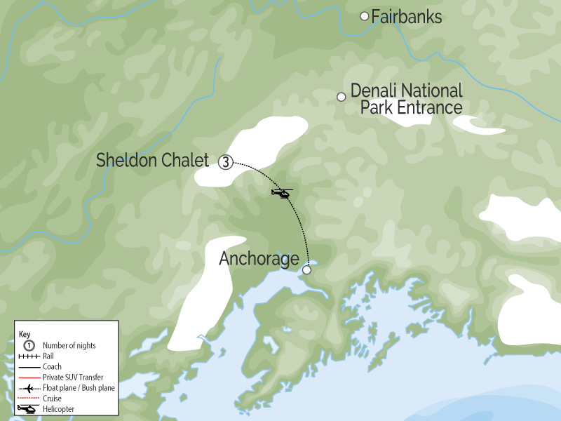 Sheldon Chalet Denali Alaska Luxury Wilderness Lodge map