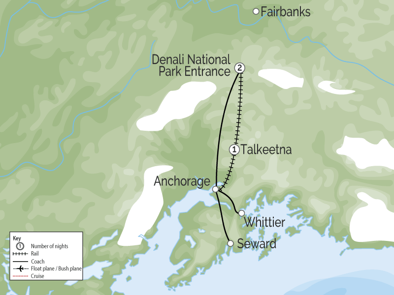 Talkeetna Denali Alaska Rail Explorer | Cruise Connector map